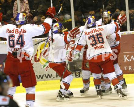 EBEL. Eishockey Bundesliga. KAC gegen Red Bull Salzburg. Torjubel  (Salzburg). Klagenfurt, am 14.4.2011.
Foto: Kuess 

---
pressefotos, pressefotografie, kuess, qs, qspictures, sport, bild, bilder, bilddatenbank