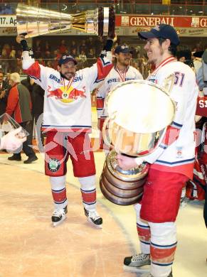 EBEL. Eishockey Bundesliga. KAC gegen Red Bull Salzburg.  Thomas Koch, Matthias Trattnig (Salzburg). Klagenfurt, am 14.4.2011.
Foto: Kuess 

---
pressefotos, pressefotografie, kuess, qs, qspictures, sport, bild, bilder, bilddatenbank