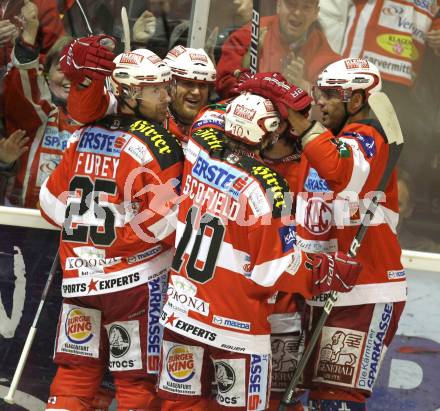 EBEL. Eishockey Bundesliga. KAC gegen Red Bull Salzburg.  Torjubel KAC. Klagenfurt, am 14.4.2011.
Foto: Kuess 

---
pressefotos, pressefotografie, kuess, qs, qspictures, sport, bild, bilder, bilddatenbank