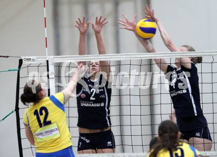 Volleyball. WVL. Women Volleyball League. ATSC Wildcats gegen Tirol. Elisabeth Schilcher, Sabrina Mueller (Wildcats). Klagenfurt, am 6.4.2011.
Foto: Kuess 
---
pressefotos, pressefotografie, kuess, qs, qspictures, sport, bild, bilder, bilddatenbank