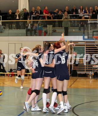 Volleyball. WVL. Women Volleyball League. ATSC Wildcats gegen Tirol. Jubel  (Wildcats). Klagenfurt, am 6.4.2011.
Foto: Kuess 
---
pressefotos, pressefotografie, kuess, qs, qspictures, sport, bild, bilder, bilddatenbank