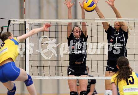 Volleyball. WVL. Women Volleyball League. ATSC Wildcats gegen Tirol. Anna Hoedl, Maja Gustin (Wildcats). Klagenfurt, am 6.4.2011.
Foto: Kuess 
---
pressefotos, pressefotografie, kuess, qs, qspictures, sport, bild, bilder, bilddatenbank