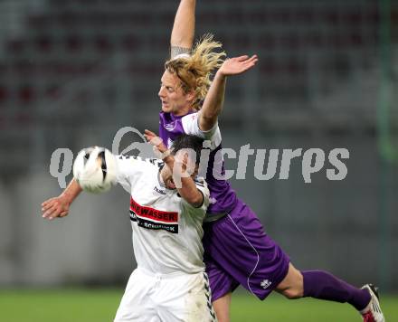 Fussball Regionalliga. SK Austria Klagenfurt gegen Feldkirchen SV.  Johannes Isopp, (Klagenfurt), Auron Miloti (Feldkirchen). Klagenfurt, 29.4.2011
Foto: Kuess

---
pressefotos, pressefotografie, kuess, qs, qspictures, sport, bild, bilder, bilddatenbank