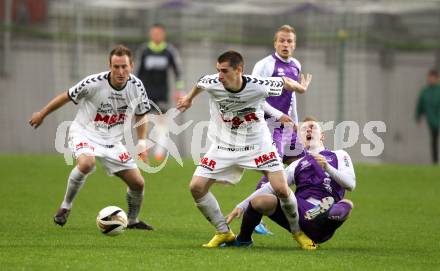 Fussball Regionalliga. SK Austria Klagenfurt gegen Feldkirchen SV.  Aner Mandzic, Michael Kulnik, (Klagenfurt), Oberrisser Florian, Sebestyen Balazs (Feldkirchen). Klagenfurt, 29.4.2011
Foto: Kuess

---
pressefotos, pressefotografie, kuess, qs, qspictures, sport, bild, bilder, bilddatenbank