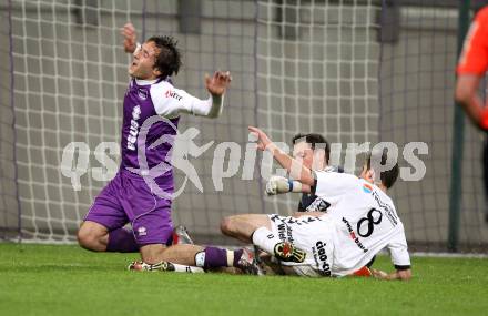 Fussball Regionalliga. SK Austria Klagenfurt gegen Feldkirchen SV.  Markus Pink, (Klagenfurt), Hebenstreit David (Feldkirchen). Klagenfurt, 29.4.2011
Foto: Kuess

---
pressefotos, pressefotografie, kuess, qs, qspictures, sport, bild, bilder, bilddatenbank