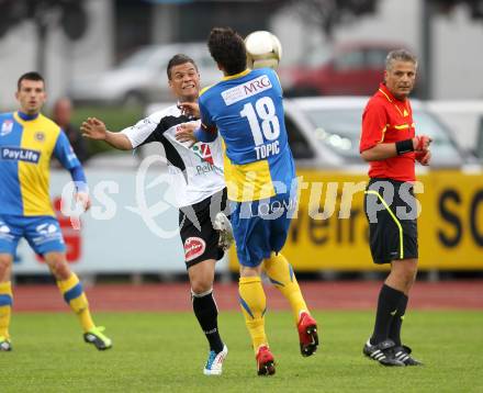 Fussball Erste Liga. WAC/St. Andrae gegen Vienna.  Sahanek Marco (WAC), Topic Eldar (K) (Vienna). Wolfsberg, 29.4.2011
Foto: Kuess

---
pressefotos, pressefotografie, kuess, qs, qspictures, sport, bild, bilder, bilddatenbank