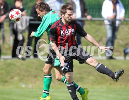 Fussball Unterliga Ost. SV Ludmannsdorf gegen Ruden. Johannes Kroepfl(Ludmannsdorf), Michael Sadnek (Ruden). Ludmannsdorf, am 1.5.2011.
Foto: Kuess
---
pressefotos, pressefotografie, kuess, qs, qspictures, sport, bild, bilder, bilddatenbank