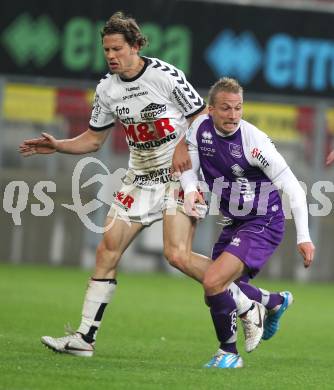 Fussball Regionalliga. SG SK Austria Klagenfurt gegen Feldkirchen SV. Michael Kulnik (Klagenfurt), Gunther Jochen Stoxreiter (Feldkirchen). Klagenfurt, am 29.4.2011.
Foto: Kuess
---
pressefotos, pressefotografie, kuess, qs, qspictures, sport, bild, bilder, bilddatenbank