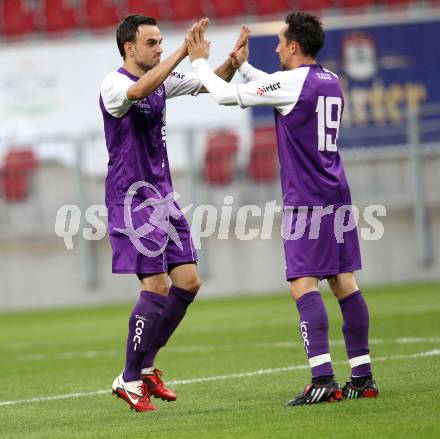 Fussball. Regionalliga. SK Austria Klagenfurt gegen SAK. Torjubel Matthias Dollinger, Percher Alexander (Klagenfurt). Klagenfurt, 13.5.2011.
Foto: Kuess
---
pressefotos, pressefotografie, kuess, qs, qspictures, sport, bild, bilder, bilddatenbank