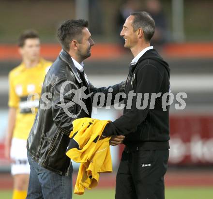 Fussball Erste Liga. WAC/St. Andrae gegen Cashpoint SCR Altach.  Trainer Nenad Bjelica, (WAC), Trainer Adolf Huetter (Altach). Wolfsberg, 17.5.2011
Foto: Kuess

---
pressefotos, pressefotografie, kuess, qs, qspictures, sport, bild, bilder, bilddatenbank