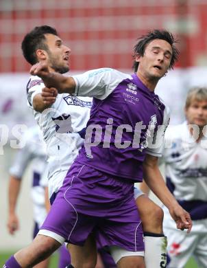 Fussball Regionalliga. SK Austria Klagenfurt gegen SAK. Markus Pink (Austria), Murat Veliu (SAK). Klagenfurt, am 13.5.2011.
Foto: Kuess
---
pressefotos, pressefotografie, kuess, qs, qspictures, sport, bild, bilder, bilddatenbank