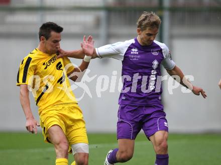 Fussball Regionalliga. SK Austria Klagenfurt gegen Pasching. Peter Pucker (Austria), Alexander Fuchshofer (Pasching). Klagenfurt, am 20.5.2011.
Foto: Kuess
---
pressefotos, pressefotografie, kuess, qs, qspictures, sport, bild, bilder, bilddatenbank