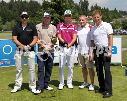 Kaernten Golf Open. Christian Mayer, Franz Klammer, Florian Praegant, Reinhard Nowak, Peter Hofstaetter (Organisator). Seltenheim, 1.6.2011.
Foto: Kuess
---
pressefotos, pressefotografie, kuess, qs, qspictures, sport, bild, bilder, bilddatenbank