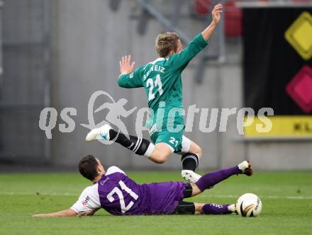 Fussball Regionalliga. SK Austria Klagenfurt gegen Weiz. Alexander Percher, (Klagenfurt), Christopher Feiner (Weiz). Klagenfurt, 1.6.2011.
Foto: Kuess
---
pressefotos, pressefotografie, kuess, qs, qspictures, sport, bild, bilder, bilddatenbank