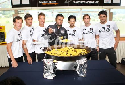 Fussball Bundesliga. Erste Liga. WAC/St. Andrae. CMario Kroepfl,  Gernot Suppan, Rene Gsellmann, Trainer Nenad Bjelica, Jacobo, Christoph Cemernjak, Mihret Topcagic, . Wolfsberg, 16.6.2011.
Foto: Kuess
---
pressefotos, pressefotografie, kuess, qs, qspictures, sport, bild, bilder, bilddatenbank