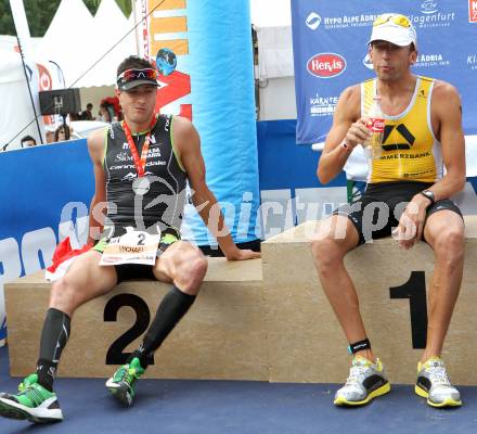 Ironman Austria.  Michael Weiss (AUT), Marino Vanhoenacker (BEL). . KLagenfurt, am 3.7.2011.
Foto: Kuess

---
pressefotos, pressefotografie, kuess, qs, qspictures, sport, bild, bilder, bilddatenbank