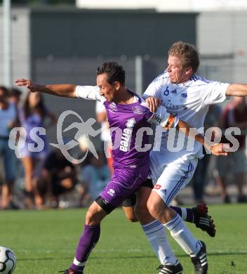 Fussball Testspiel. SK Austria Klagenfurt gegen Treibach. Matthias Dollinger (Austria Klagenfurt), Robert Macher (Treibach). KLagenfurt, am 8.7.2011.
Foto: Kuess 
---
pressefotos, pressefotografie, kuess, qs, qspictures, sport, bild, bilder, bilddatenbank