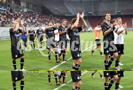 Fussball. UEFA Champions League. SK Sturm Graz gegen Videoton. 
Jubel Graz. Klagenfurt, am 13.7.2011.
Foto: Kuess

---
pressefotos, pressefotografie, kuess, qs, qspictures, sport, bild, bilder, bilddatenbank