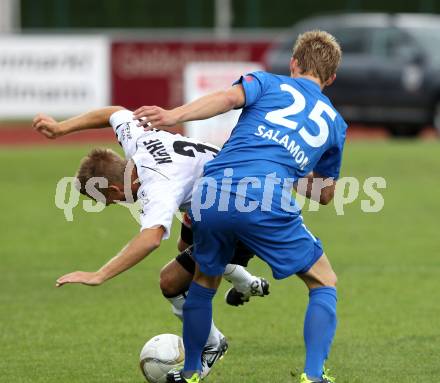 Fussball. Erste Liga. WAC/St. Andrae gegen SV Groedig. Manuel Kerhe, (WAC), Thomas Salamon (Groedig). Wolfsberg, 15.7.2011. 
Foto: Kuess

---
pressefotos, pressefotografie, kuess, qs, qspictures, sport, bild, bilder, bilddatenbank