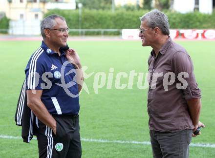 Fussball Testspiel. VSV gegen Vfl Wolfsburg.  Trainer Guenther Kronsteiner  (VSV), Trainer Felix Magath, (Wolfsburg). Villach, 17.7.2011
Foto: Kuess

---
pressefotos, pressefotografie, kuess, qs, qspictures, sport, bild, bilder, bilddatenbank