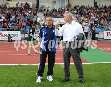 Fussball Testspiel. VSV gegen Vfl Wolfsburg.  Trainer Felix Magath, Peter Hrstic. Villach, 17.7.2011
Foto: Kuess

---
pressefotos, pressefotografie, kuess, qs, qspictures, sport, bild, bilder, bilddatenbank