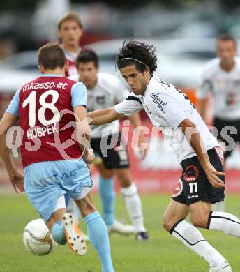 Fussball Bundesliga. Erste Liga. WAC/St. Andrae gegen BW Linz. Jacobo, (WAC/St.Andrae), Philipp Huspek (BW Linz). Wolfsberg, 22.7.2011
Foto: Kuess

---
pressefotos, pressefotografie, kuess, qs, qspictures, sport, bild, bilder, bilddatenbank