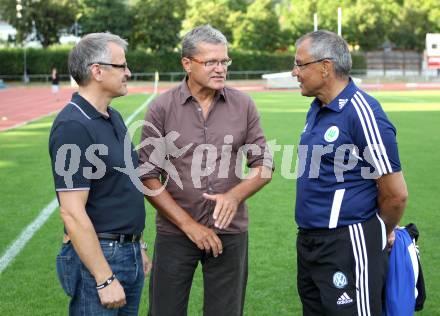 Fussball Testspiel. VSV gegen Vfl Wolfsburg.  Egon Putzi, Trainer Guenther Kronsteiner, Trainer Felix Magath. Villach, 17.7.2011
Foto: Kuess

---
pressefotos, pressefotografie, kuess, qs, qspictures, sport, bild, bilder, bilddatenbank