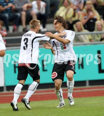 Fussball Bundesliga. Erste Liga. WAC/St. Andrae gegen BW Linz. Torjubel Dario Baldauf, Manuel Kerhe (WAC/St.Andrae). Wolfsberg, 22.7.2011
Foto: Kuess

---
pressefotos, pressefotografie, kuess, qs, qspictures, sport, bild, bilder, bilddatenbank