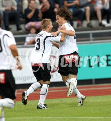 Fussball Bundesliga. Erste Liga. WAC/St. Andrae gegen BW Linz. Torjubel Dario Baldauf, Manuel Kerhe (WAC/St.Andrae). Wolfsberg, 22.7.2011
Foto: Kuess

---
pressefotos, pressefotografie, kuess, qs, qspictures, sport, bild, bilder, bilddatenbank