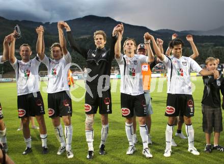 Fussball Bundesliga. Erste Liga. WAC/St. Andrae gegen BW Linz. Jubel  WAC. Wolfsberg, 22.7.2011
Foto: Kuess

---
pressefotos, pressefotografie, kuess, qs, qspictures, sport, bild, bilder, bilddatenbank