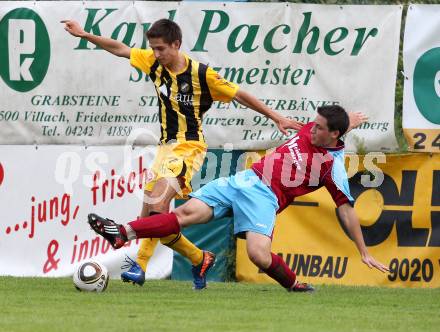 Fussball KFV Cup. Koestenberg gegen VSV. Mathias Leitner (Koestenberg), Paul Jury  (VSV). Koestenberg, am 23.7.2011.
Foto: Kuess
---
pressefotos, pressefotografie, kuess, qs, qspictures, sport, bild, bilder, bilddatenbank