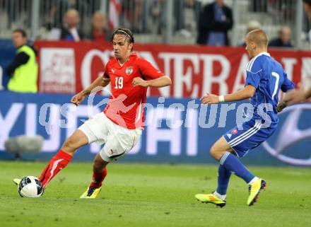 Fussball Laenderspiel Oesterreich gegen Slowakei. Martin Harnik, (Oesterreich), Vladimir Weiss  (Slowakei). Klagenfurt, 10.8.2011.
Foto: Kuess

---
pressefotos, pressefotografie, kuess, qs, qspictures, sport, bild, bilder, bilddatenbank