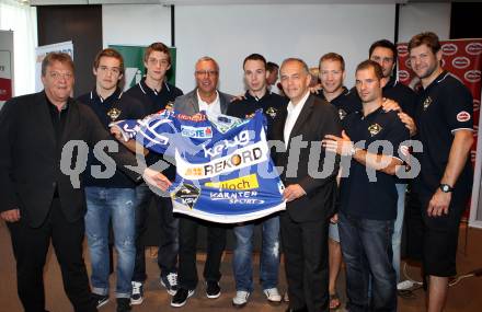 EBEL. Eishockey Bundesliga. Pressekonferenz VSV. Gilbert Isepp, Niki Hartl, Marco Wieser, Josef Zauchner, Marco Pewal, Juergen Pfeiler, Lynn Loyns,  Pierre Luc Sleigher, Gert Prohaska,    Kyle Wanvig, Craig Weller.  Villach, am 11.8.2011.
Foto: Kuess
---
pressefotos, pressefotografie, kuess, qs, qspictures, sport, bild, bilder, bilddatenbank