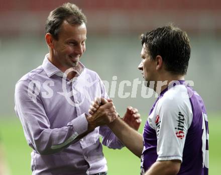 Fussball Regionalliga. SK Austria Klagenfurt gegen Vorwaerts Steyr. Trainer Dietmar Thuller, Christian Sablatnig (Klagenfurt). Klagenfurt, am 12.8.2011.
Foto: Kuess
---
pressefotos, pressefotografie, kuess, qs, qspictures, sport, bild, bilder, bilddatenbank