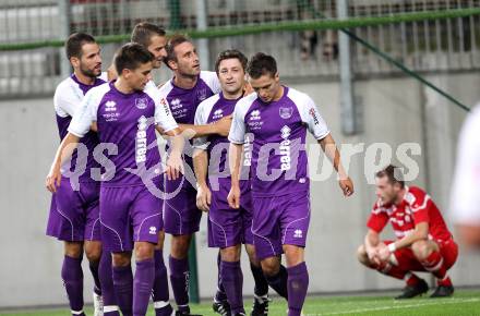 Fussball Regionalliga. SK Austria Klagenfurt gegen Vorwaerts Steyr. Torjubel  (Klagenfurt). Klagenfurt, am 12.8.2011.
Foto: Kuess
---
pressefotos, pressefotografie, kuess, qs, qspictures, sport, bild, bilder, bilddatenbank