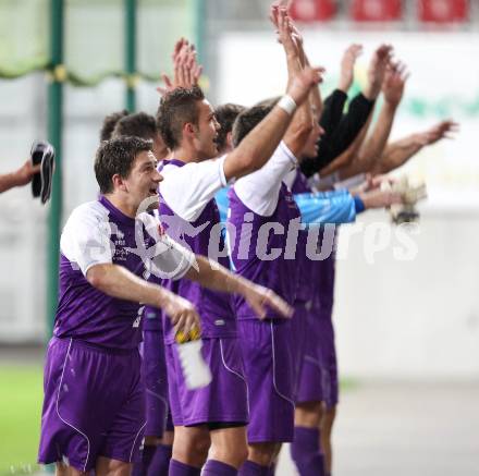 Fussball Regionalliga. SK Austria Klagenfurt gegen Vorwaerts Steyr. Jubel (Klagenfurt). Klagenfurt, am 12.8.2011.
Foto: Kuess
---
pressefotos, pressefotografie, kuess, qs, qspictures, sport, bild, bilder, bilddatenbank