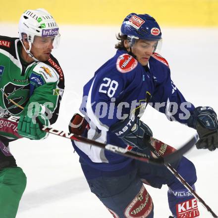 Eishockey Testspiel. Rudolf Hiti Cup. Olimpija Ljubljana gegen VSV. Ales Music (Ljubljana), Marius Goehringer (VSV). Bled, am 18.8.2011.
Foto: Kuess
---
pressefotos, pressefotografie, kuess, qs, qspictures, sport, bild, bilder, bilddatenbank