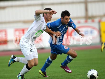 Fussball Regionalliga. VSV gegen Sturm Graz Amateure. Dejan Kecanovic, (VSV), Christian Dengg (Graz). Villach, 20.8.2011.
Foto: Kuess
---
pressefotos, pressefotografie, kuess, qs, qspictures, sport, bild, bilder, bilddatenbank