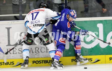 EBEL. Eishockey Bundesliga. EC Pasut VSV gegen  ERC Ingolstadt. WANVIG Kyle (VSV), Jeremy Reich (Ingolstadt). Villach, am 26.8.2011.
Foto: Kuess 


---
pressefotos, pressefotografie, kuess, qs, qspictures, sport, bild, bilder, bilddatenbank