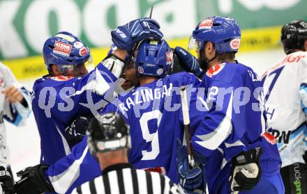 EBEL. Eishockey Bundesliga. EC Pasut VSV gegen  ERC Ingolstadt. Torjubel  (VSV). Villach, am 26.8.2011.
Foto: Kuess 


---
pressefotos, pressefotografie, kuess, qs, qspictures, sport, bild, bilder, bilddatenbank