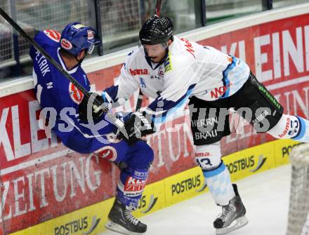 EBEL. Eishockey Bundesliga. EC Pasut VSV gegen  ERC Ingolstadt.  PETRIK Niki (VSV), Derek Hahn (Ingolstadt). Villach, am 26.8.2011.
Foto: Kuess 


---
pressefotos, pressefotografie, kuess, qs, qspictures, sport, bild, bilder, bilddatenbank