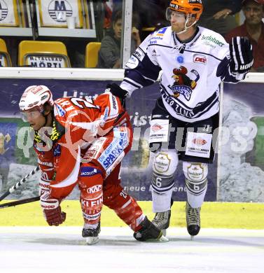 Eishockey Testspiel KAC gegen Iserlohn Roosters. John Lammers, (KAC), Lasse Kopitz (Iserlohn Roosters). Klagenfurt, 27.8.2011.
Foto: Kuess 

---
pressefotos, pressefotografie, kuess, qs, qspictures, sport, bild, bilder, bilddatenbank