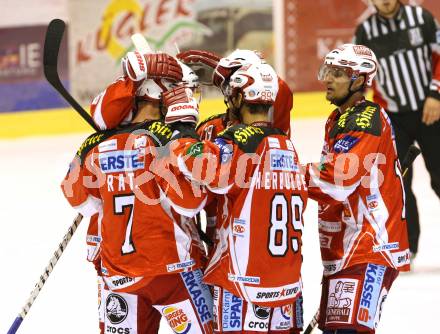Eishockey Testspiel KAC gegen ERC Ingolstadt. Torjubel KAC. Klagenfurt, 28.8.2011.
Foto: Kuess 

---
pressefotos, pressefotografie, kuess, qs, qspictures, sport, bild, bilder, bilddatenbank