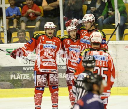 Eishockey Testspiel KAC gegen ERC Ingolstadt. Torjubel KAC. Klagenfurt, 28.8.2011.
Foto: Kuess 

---
pressefotos, pressefotografie, kuess, qs, qspictures, sport, bild, bilder, bilddatenbank