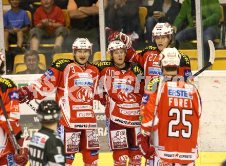 Eishockey Testspiel KAC gegen ERC Ingolstadt. Torjubel KAC. Klagenfurt, 28.8.2011.
Foto: Kuess 

---
pressefotos, pressefotografie, kuess, qs, qspictures, sport, bild, bilder, bilddatenbank