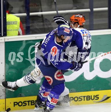 EBEL. Eishockey Bundesliga. EC Pasut VSV gegen Iserlohn Roosters. Andreas Wiedergut, (VSV), Michael Hackert  (Iserlohn Roosters). Villach, am 28.8.2011.
Foto: Kuess 


---
pressefotos, pressefotografie, kuess, qs, qspictures, sport, bild, bilder, bilddatenbank