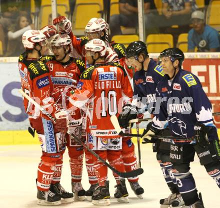 Eishockey Testspiel KAC gegen ERC Ingolstadt. Torjubel KAC. Klagenfurt, 28.8.2011.
Foto: Kuess 

---
pressefotos, pressefotografie, kuess, qs, qspictures, sport, bild, bilder, bilddatenbank