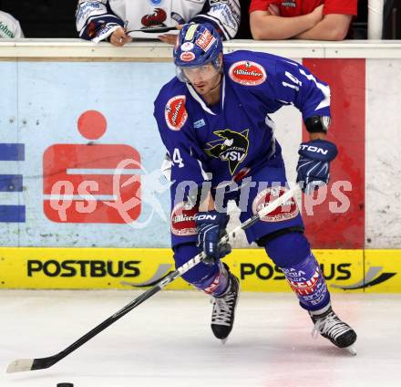 EBEL. Eishockey Bundesliga. EC Pasut VSV gegen Iserlohn Roosters. Kyle Wanvig (VSV). Villach, am 28.8.2011.
Foto: Kuess 


---
pressefotos, pressefotografie, kuess, qs, qspictures, sport, bild, bilder, bilddatenbank