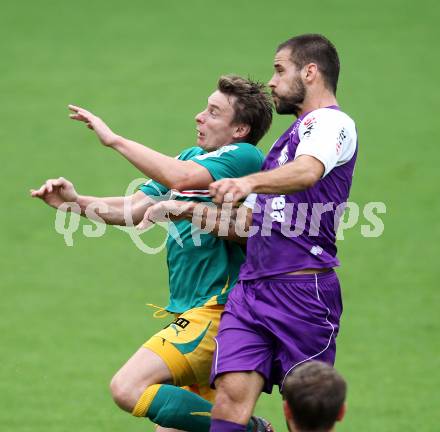 Fussball Regionalliga. SK Austria Klagenfurt gegen Voecklamarkt. Oliver Pusztai (Austria), Jozsef Peter  (Voecklamarkt). Klagenfurt, am 2.9.2011.
Foto: Kuess
---
pressefotos, pressefotografie, kuess, qs, qspictures, sport, bild, bilder, bilddatenbank