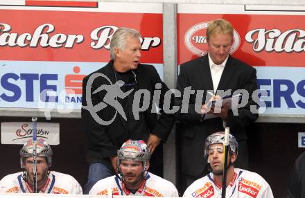 EBEL. Eishockey Bundesliga. EC Pasut VSV gegen Ritten Sport Bozen.  Trainer Greg Holst (VSV). Villach, am 4.9.2011.
Foto: Kuess 


---
pressefotos, pressefotografie, kuess, qs, qspictures, sport, bild, bilder, bilddatenbank